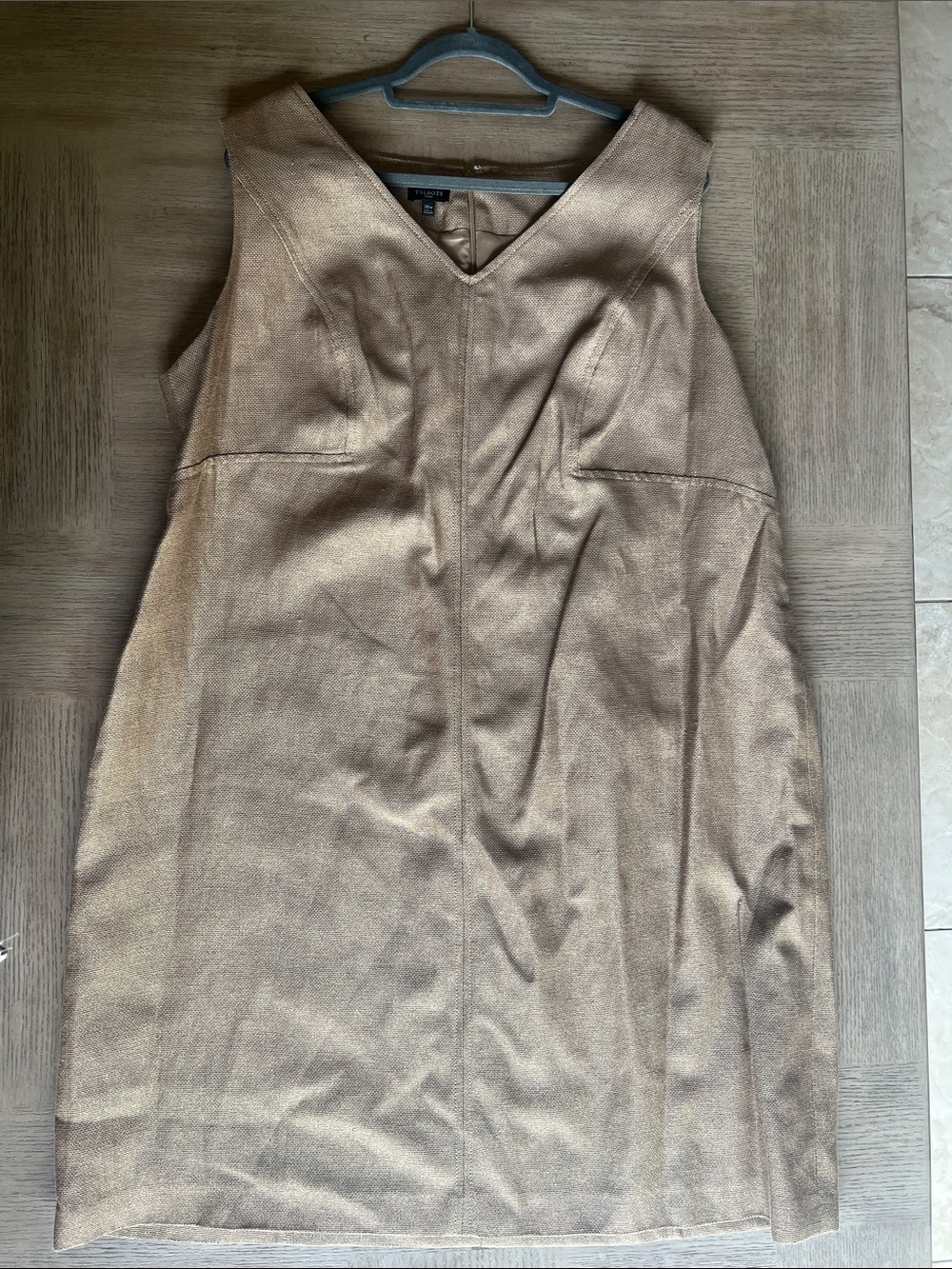 Talbots Tan V-Neck Sleeveless Sheath Dress
